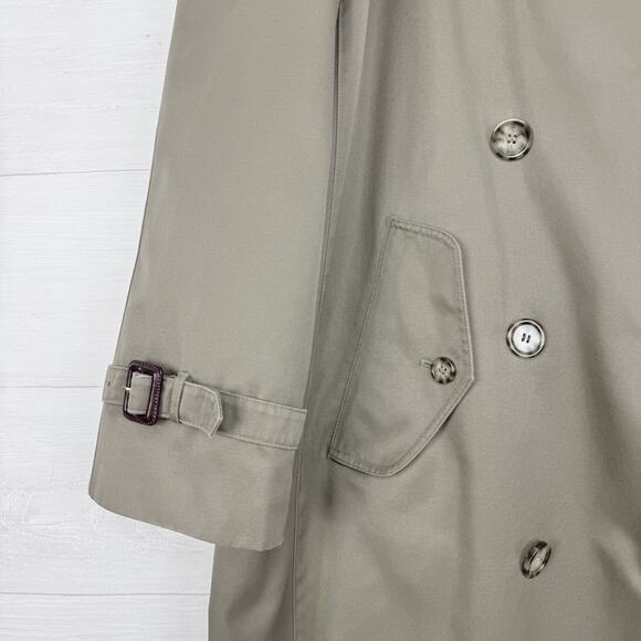 Vtg Chaps Ralph Lauren Men Size 40R Double Breasted Trench Coat Wool Lined Khaki - Picture 3 of 16